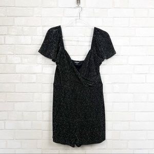 Express Black flutter sleeve Romper NEW